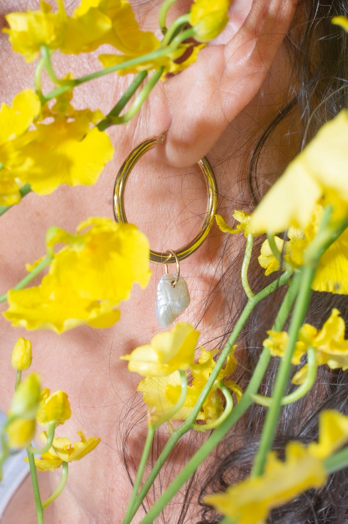Blossom Pearl Hoop Earrings