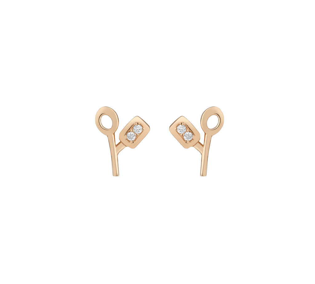 lab grown diamond stud earrings, sustainable diamond earrings, sustainable gold stud earrings, everyday diamond earrings, diamond foundry x hi june parker collaboration,