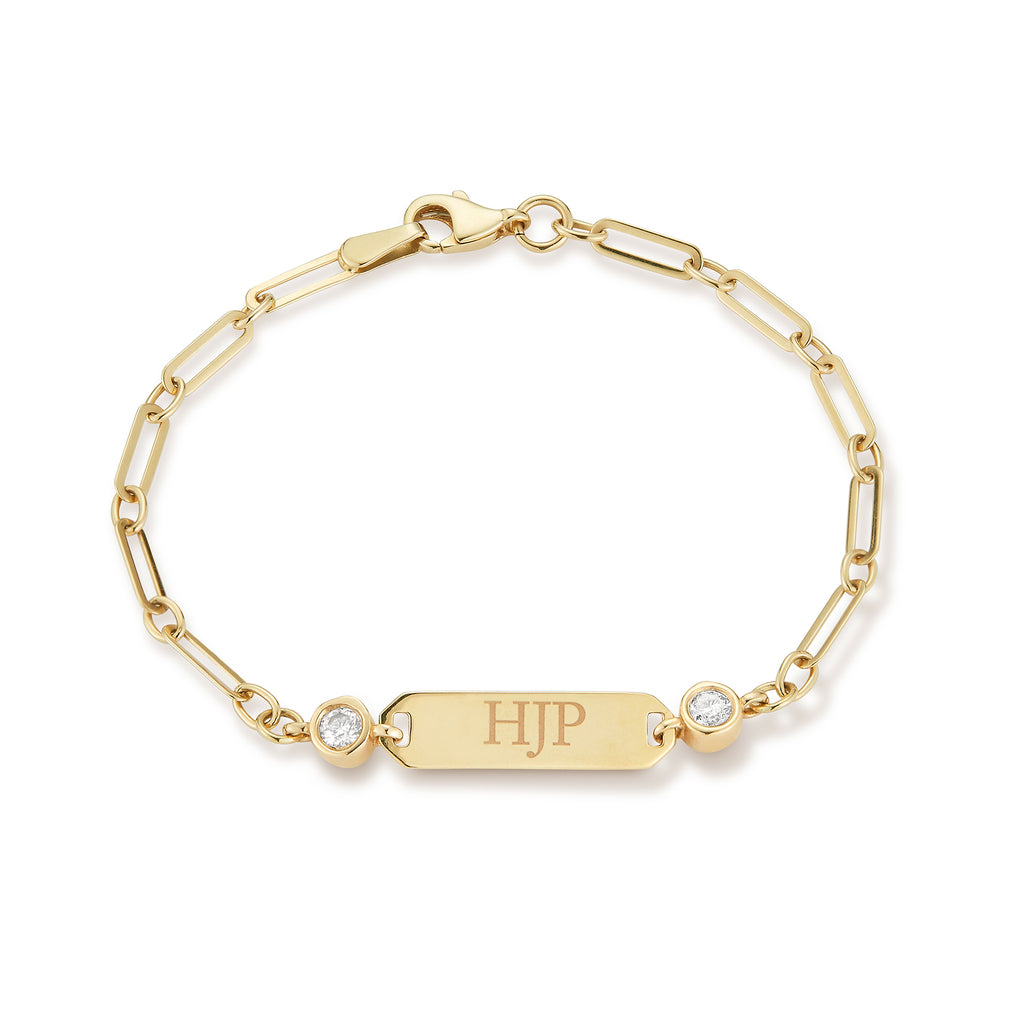 Hi June Parker engraveable ID bracelet with diamonds
