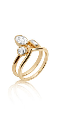 lab grown diamond oval engagement ring set, stacking engagement ring, diamond engagement ring, diamond foundry x hi june parker