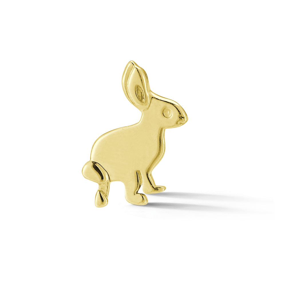 left 14k gold trickster bunny single earring