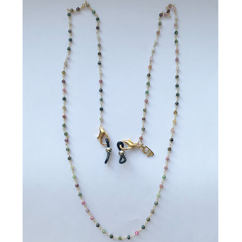 Multi color tourmaline rosary mask chain Hi June parker