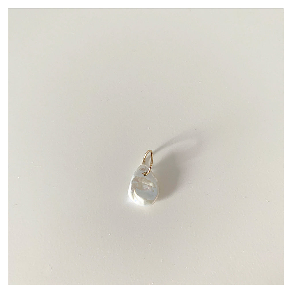 Keshi pearl charm, 14k gold keshi pearl charm, gifts under $200
