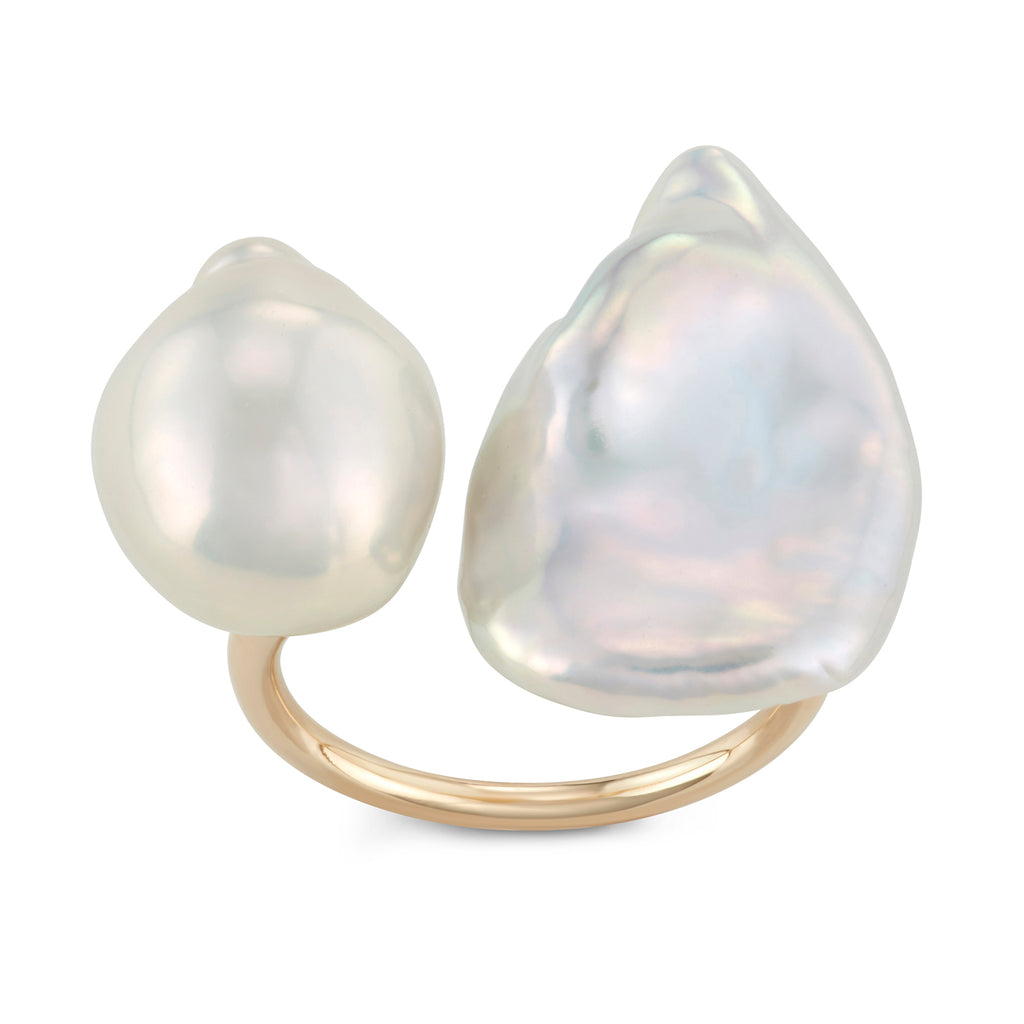 Baroque pearl statement ring, 14k gold large baroque pearl ring, 14k gold pearl ring