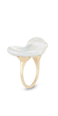 Baroque pearl statement ring, 14k gold large baroque pearl ring, 14k gold pearl ring