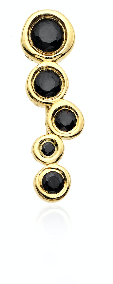 Ring Earring Climber 14k yellow gold black diamonds