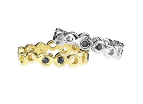 Connected Rolling Ring Bands with diamonds