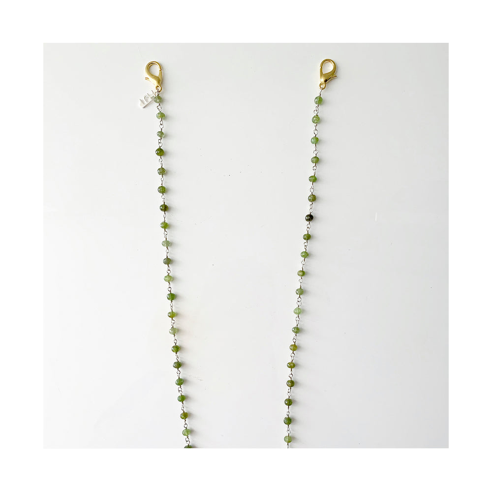 Green Garnet stones rosary chain, eye-wear and mask chain, sterling silver