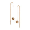 14k gold threader earrings, solid gold ball threader earrings with open work