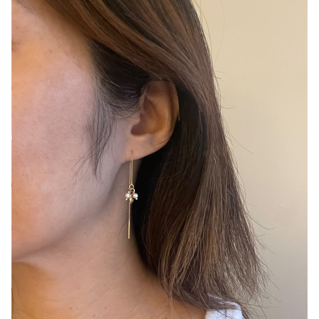 Petal pearl chain threaders with diamond charm 14k gold Hi June Parker