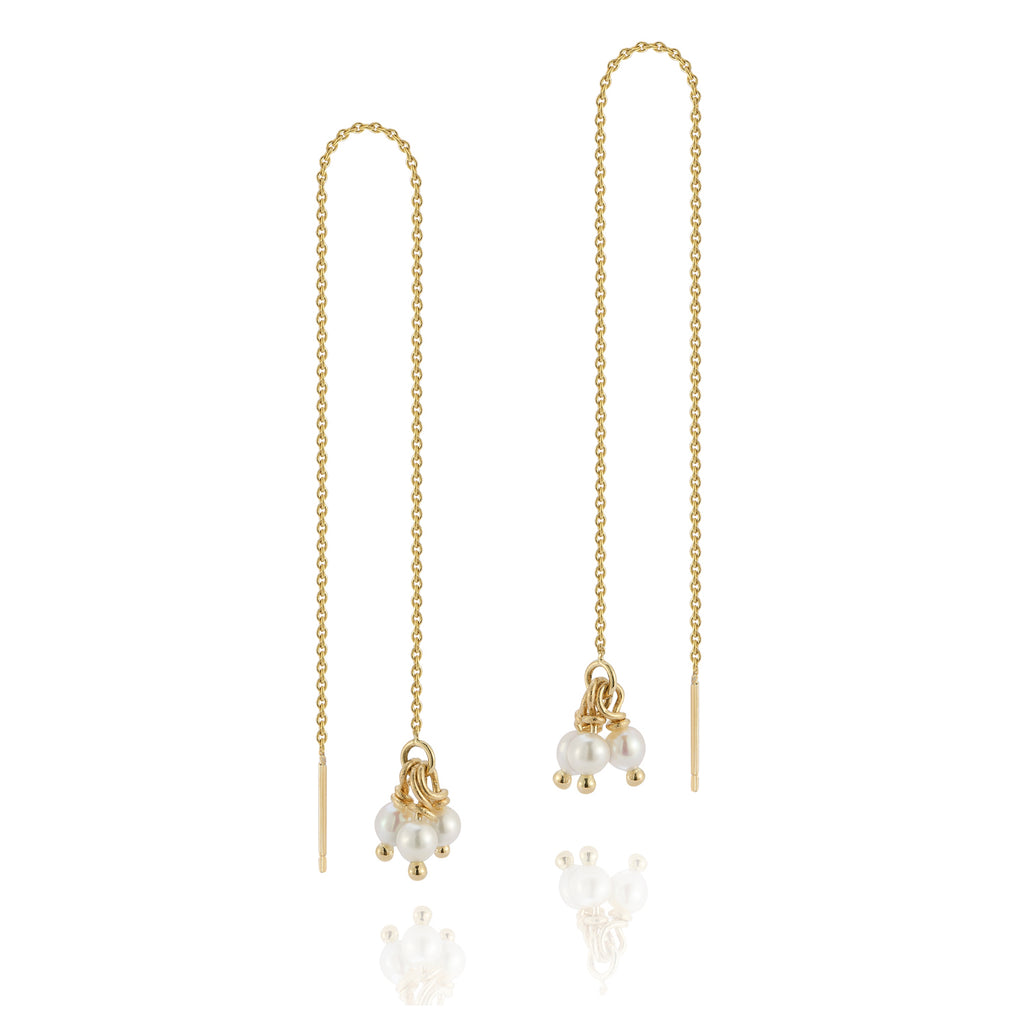 Pearl cluster threader earrings Hi June Parker 14k yellow gold