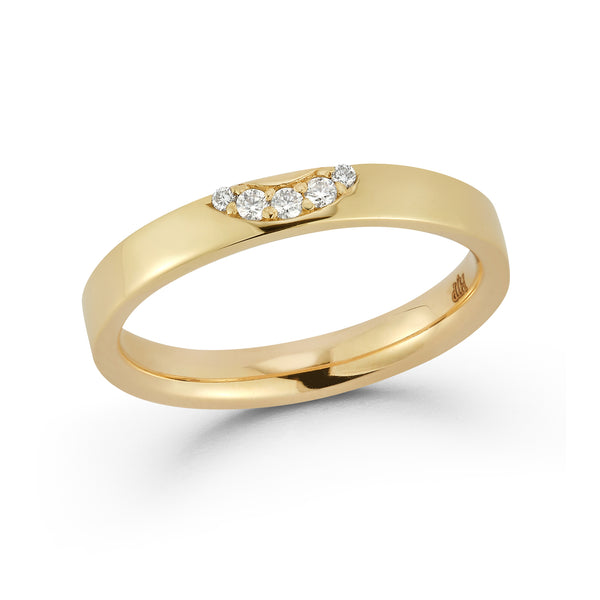 14k Yellow Gold Tipped Diamond Comfort Fit Ring Band – Hi June Parker | Fingerringe