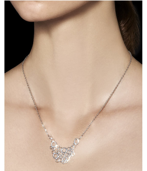 silver bubble pendant, 14k white gold pendant, gifts under $500, contemporary pendant