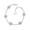 sterling silver spheres with diamonds station bracelet, open work detail link bracelet, 14k white gold bracelet with diamonds