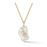 Baroque pearl pendant with inlaid salt pepper diamonds long pendant 14k Gold Hi June Parker