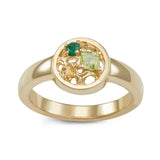 14k gold stone cluster signet ring, 14k gold ring with emerald, citrine and peridot stone