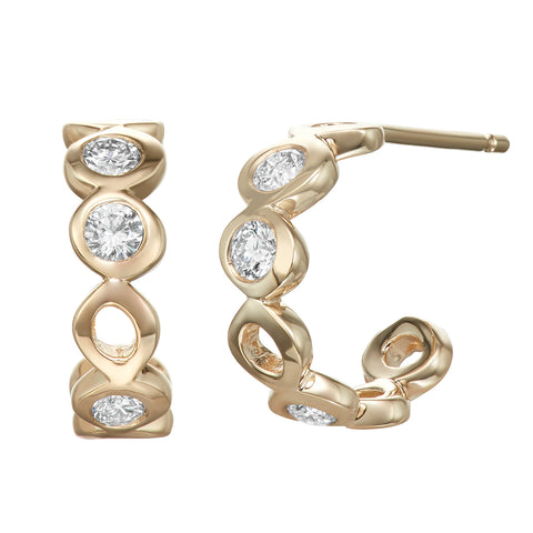Electric Red Mini 3-stone Single Stud Earring
