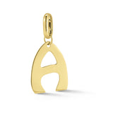 Alphabet letter A charm in 14k Yellow gold with enhancer by Hi June Parker