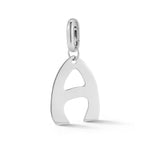 Alphabet letter A charm in silver with enhancer by Hi June Parker