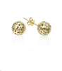 14k gold sphere stud earrings with diamonds, solid gold ball stud earrings with open work and diamonds