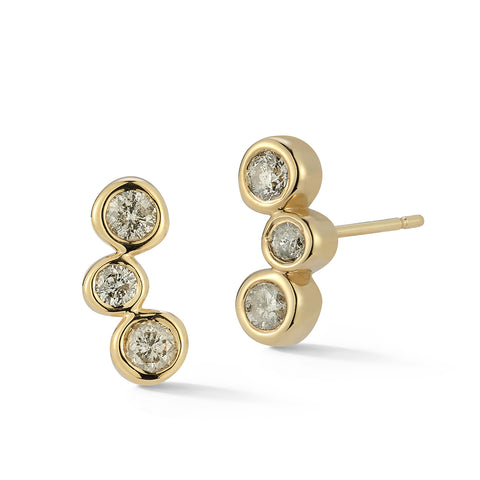 Electric Red Mini 3-stone Single Stud Earring