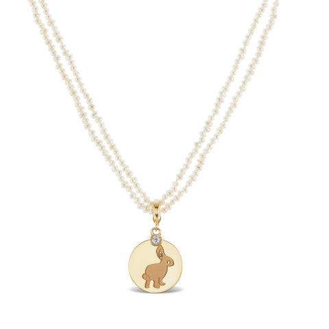 Trickster Bunny Pendant White Enamel