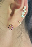 gifts under $500, 14k gold mini circle stud earring, rubies stud earring