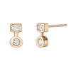 Diamond stud earrings, diamond baguette studs, 14k gold, new york jewelry