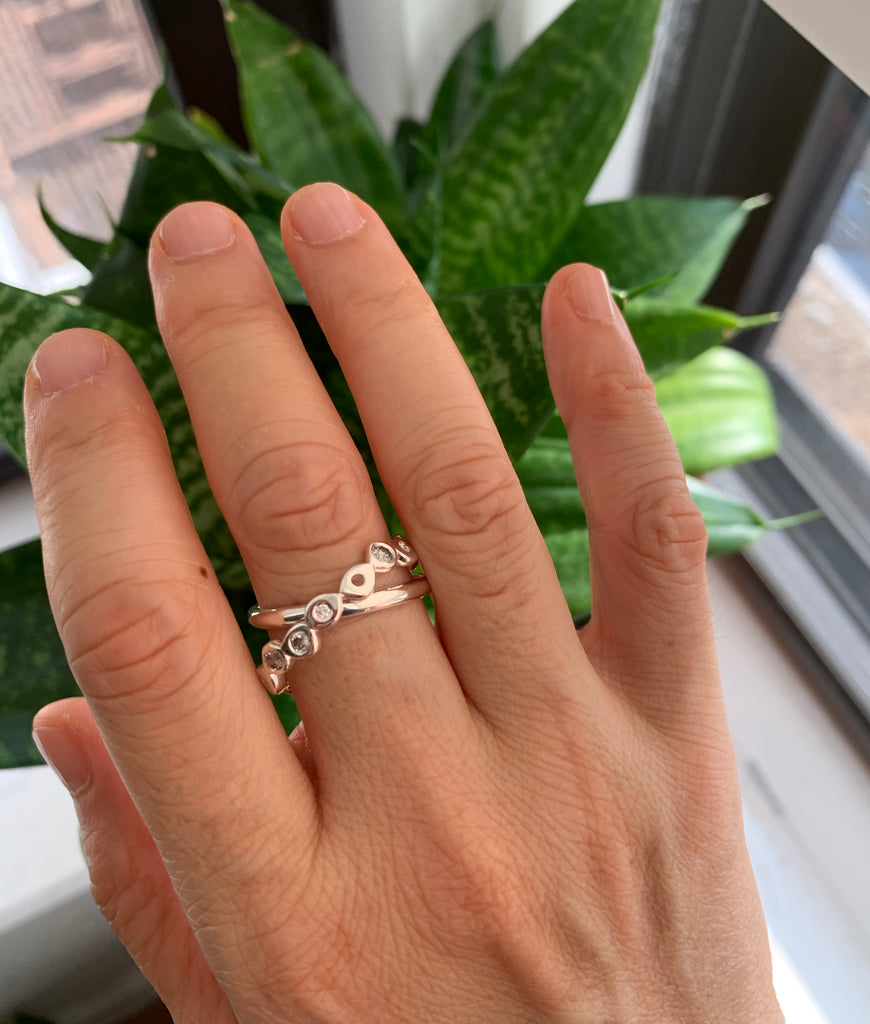 Rolling stackable ring bands, stacking diamond rings, ring bands, wedding rings, engagement rings, linked rings, connected rings, sterling silver