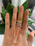 Rolling stackable ring bands, stacking gold rings, ring bands, wedding rings, engagement rings, linked rings, connected rings, 14k gold, paraiba tourmaline