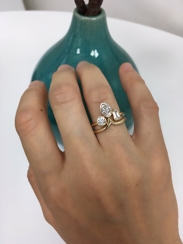lab grown diamond engagement ring set, stacking engagement ring, diamond engagement ring, diamond foundry x hi june parker