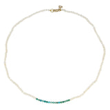 color blocked seed pearl and turquoise bead choker Hi June Parker