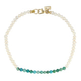 Seedpearl bracelet color blocked with Turquoise stones Hi June Parker