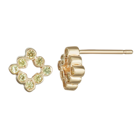 Electric Red Mini 3-stone Single Stud Earring