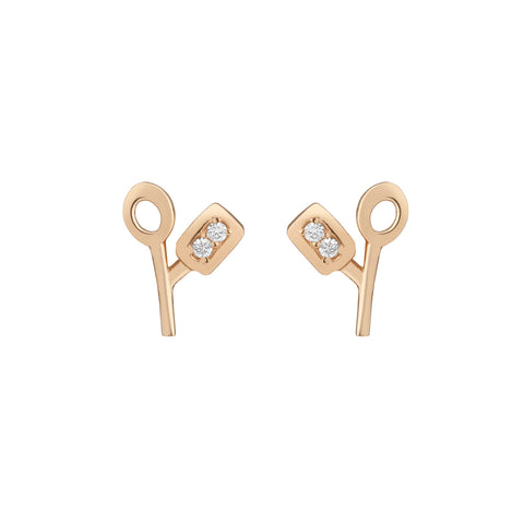 Electric Red Mini 3-stone Single Stud Earring