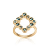 statement gold ring, open shape 14k gold ring, london blue topaz ring