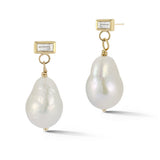 Mana baroque pearl and baguette diamond earrings Hi June Parker