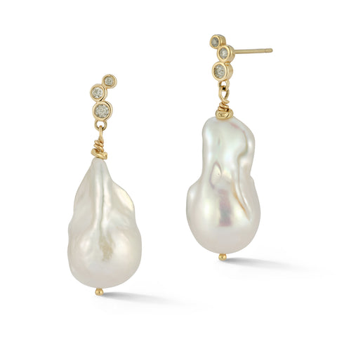 Tahitian Pearl and Diamond Threader Earrings