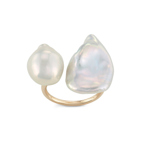 Tahitian Pearl and Diamond Toi et Moi Ring