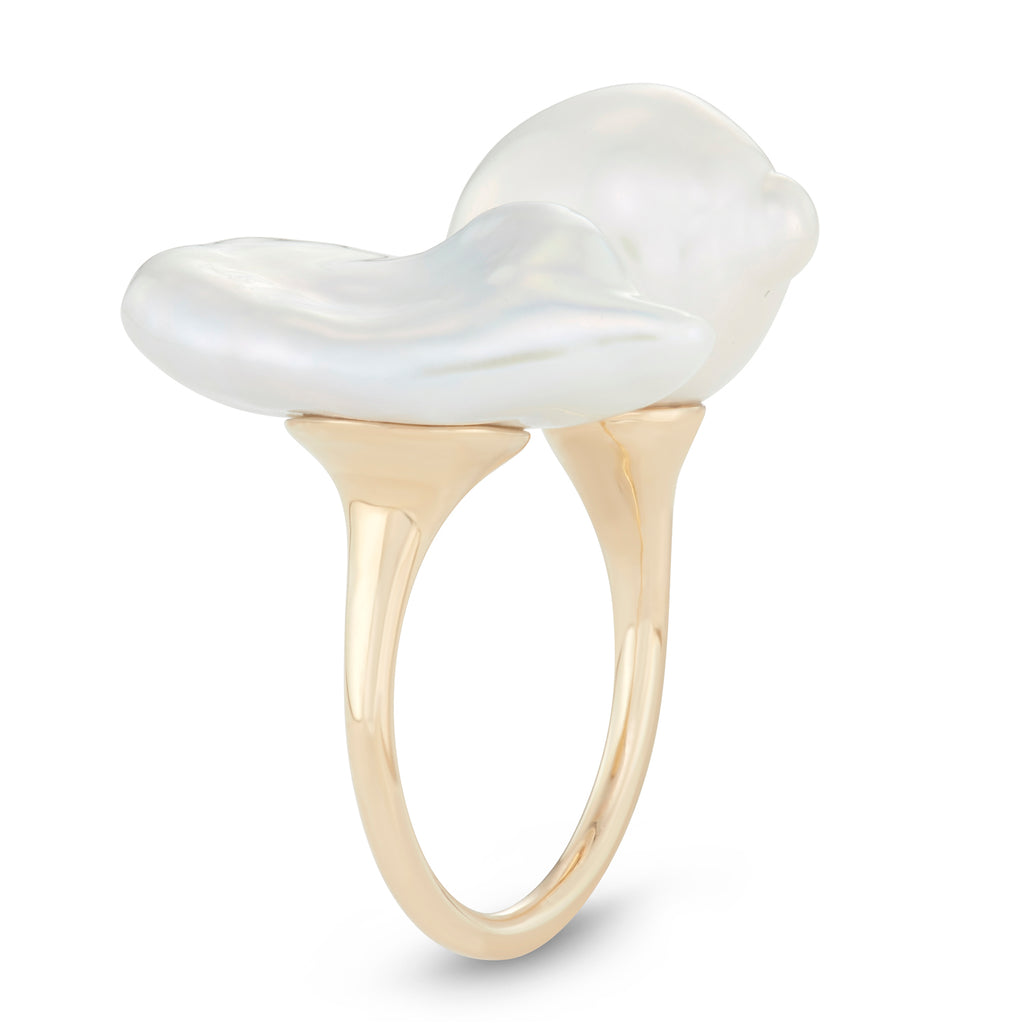 Baroque pearl statement ring, 14k gold large baroque pearl ring, 14k gold pearl ring