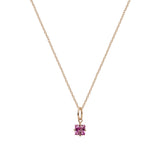 pink sapphire pendant, 14k gold princess cut pink sapphire pendant