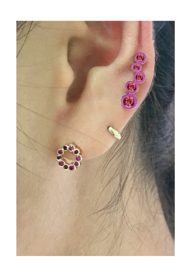 Hi June Parker Pink Climber earrings with Rubies, Electric 80s Collection Shadows climber earrings
