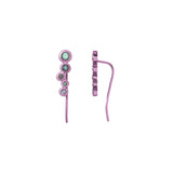 Purple coated green sapphires earring climber, Electric 80s, Colorful gemstone earring, color on color earring