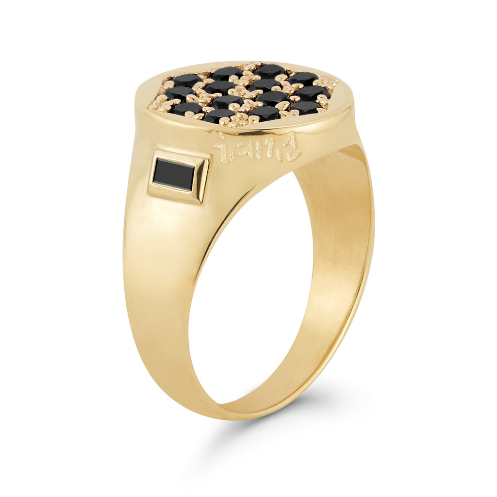 Queens Signet Ring with Black Diamond Pavé