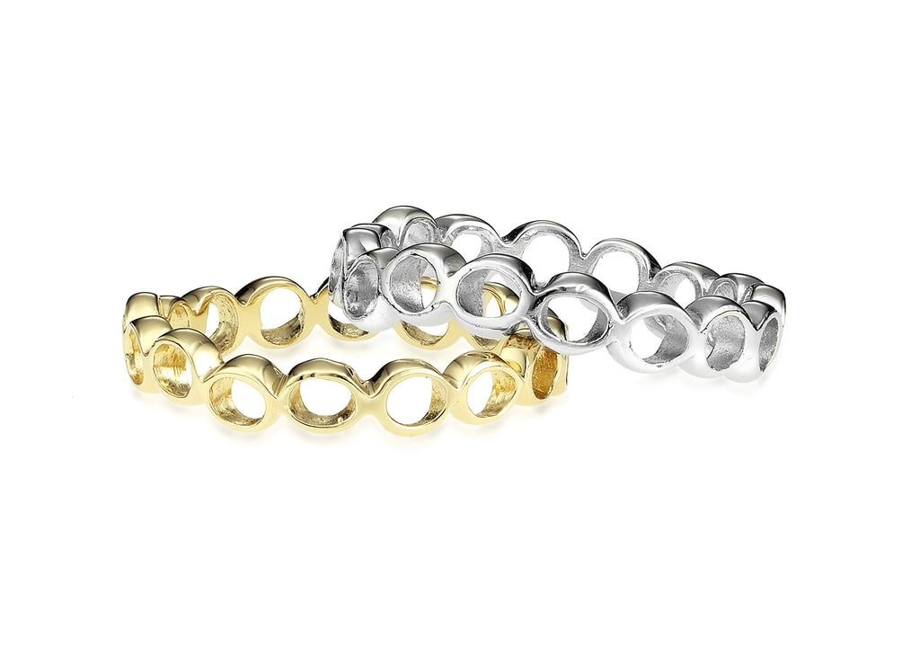organic circle shaped ring band, 14k gold open shape ring band, sterling silver open shape ring band, stacking ring bands 