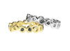 14k gold black diamond ring, gold ring band with scattered black diamond stones, stackable ring band