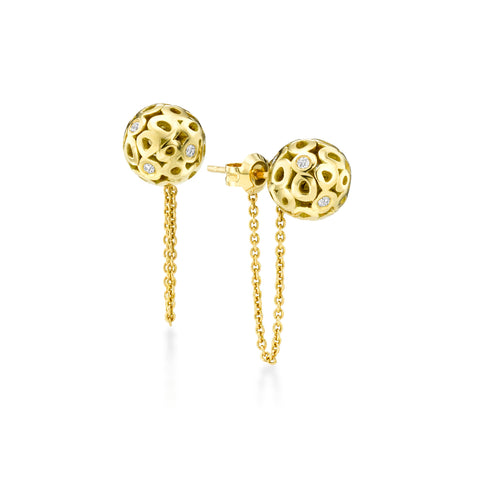 Electric Red Mini 3-stone Single Stud Earring