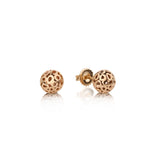 14k gold sphere stud earrings, solid gold ball stud earrings with open work
