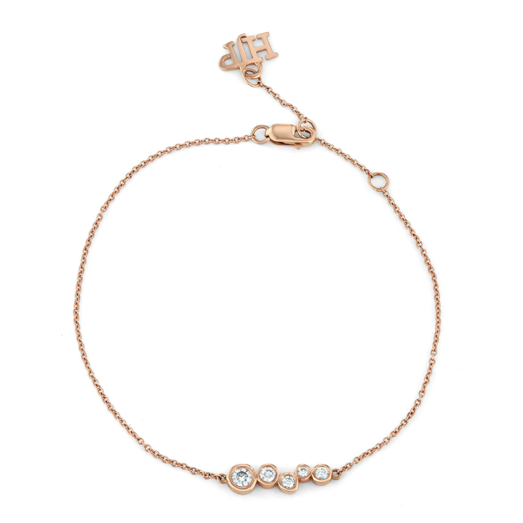 14k gold diamond bar bracelet, tapered diamonds chain bracelet