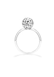 14k white gold sphere ring with diamonds, white gold ring with diamond disco ball